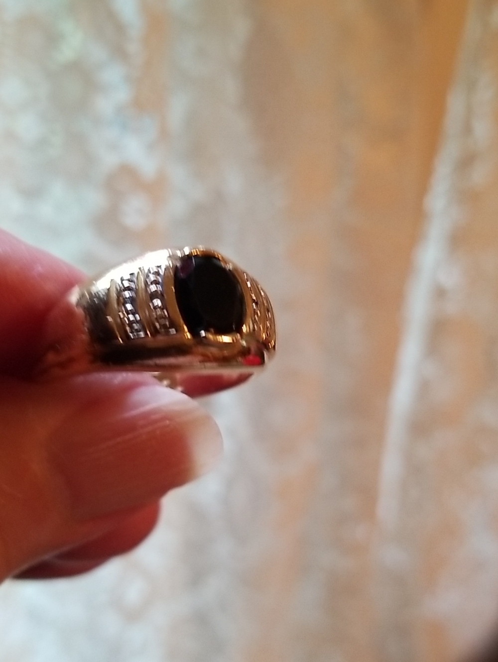 10K gold ring with Onyx and Diamonds